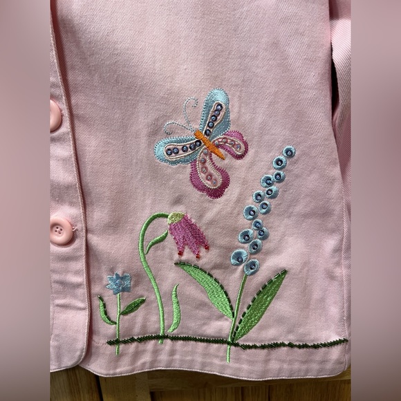 Pink Denim Embroidered Sequins/Rhinestones Jacket - Picture 3 of 5